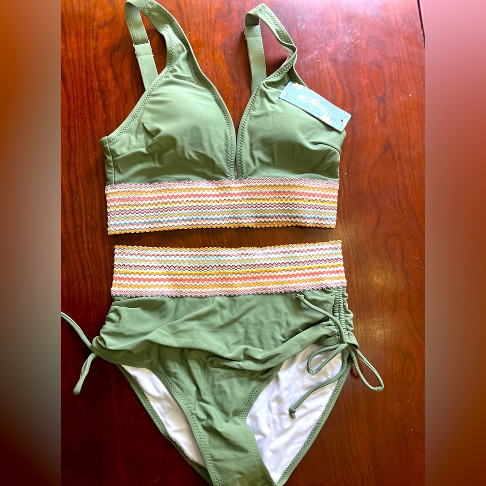 Blooming Jelly Womens High Waisted Bikini Set Color Block Tummy Control 2 pc - Picture 8 of 15